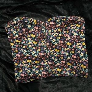 Talula from Aritizia floral cropped bustier with front zip